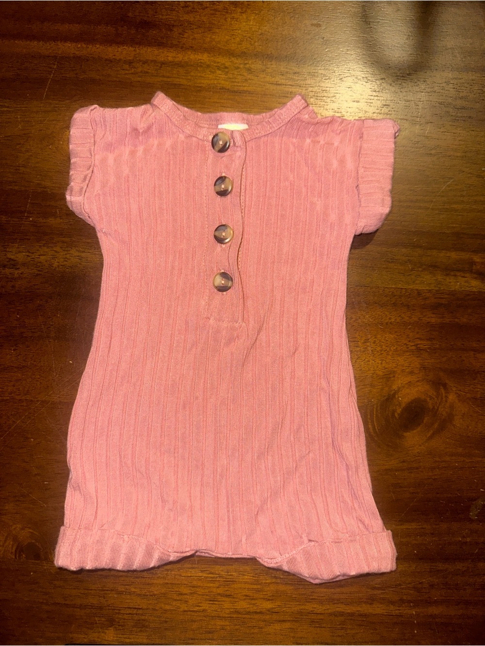 Pink Ribbed Button Front Baby Romper - Picture 1 of 2